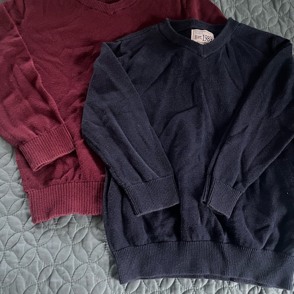 Boys 4T Burgundy and Navy Sweater Set